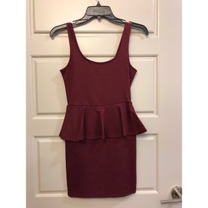 Peplum dress-Maroon
